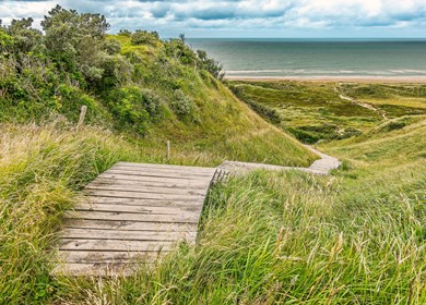 Hills and slopes at Svinkloes beach in Thy in Denmark